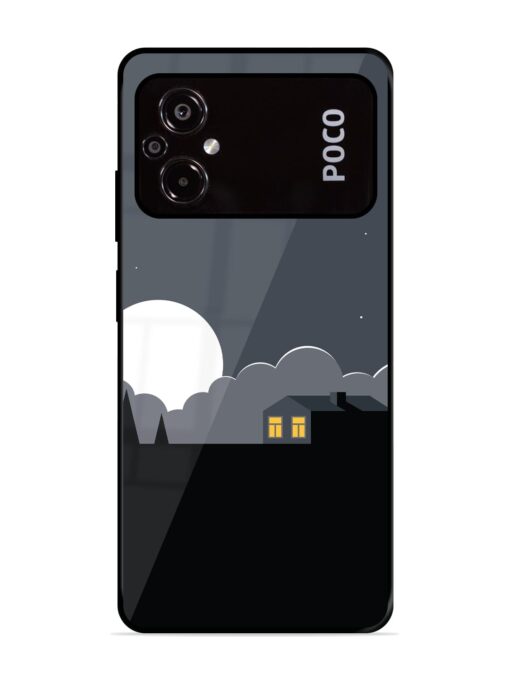 Full Moon Vector Art Glossy Metal Phone Cover for Poco M5 Zapvi