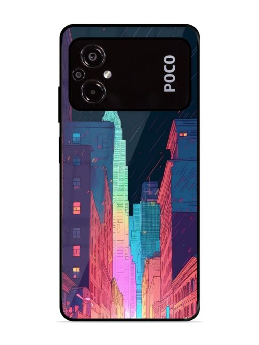 Minimal City Art Glossy Metal Phone Cover for Poco M5 Zapvi