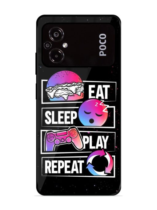 Eat Sleep Play Repeat Glossy Metal Phone Cover for Poco M5 Zapvi