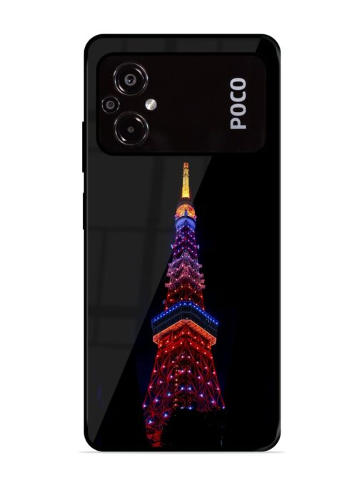 Eiffel Tower Night View Glossy Metal Phone Cover for Poco M5 Zapvi