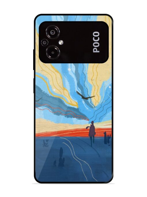 Minimal Abstract Landscape Glossy Metal Phone Cover for Poco M5 Zapvi