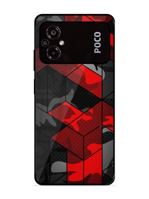 Royal Red Camouflage Pattern Glossy Metal Phone Cover for Poco M5 Zapvi