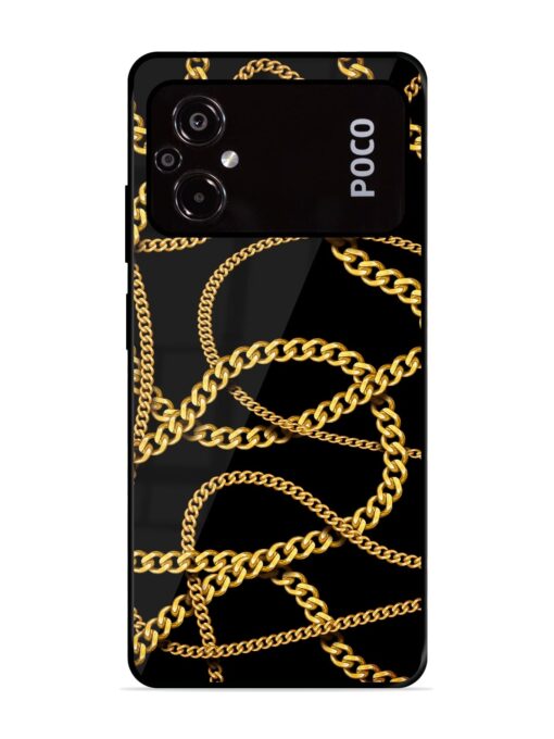 Decorative Golde Chain Glossy Metal Phone Cover for Poco M5 Zapvi