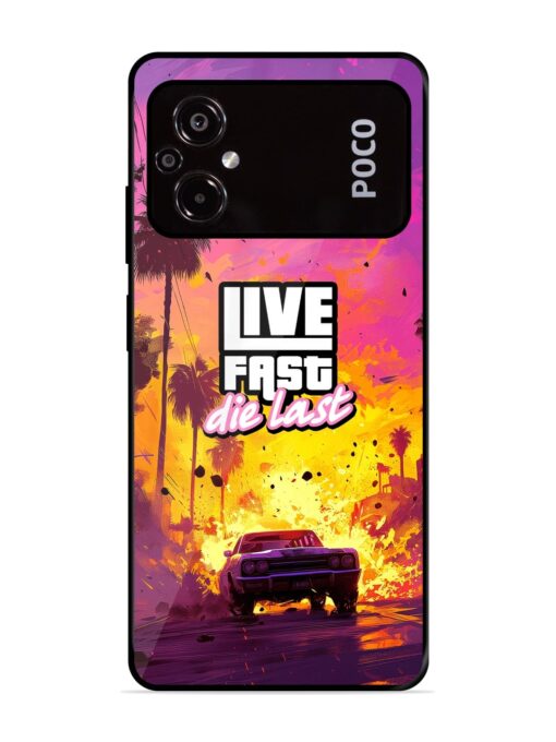 Live Fast Glossy Metal Phone Cover for Poco M5 Zapvi