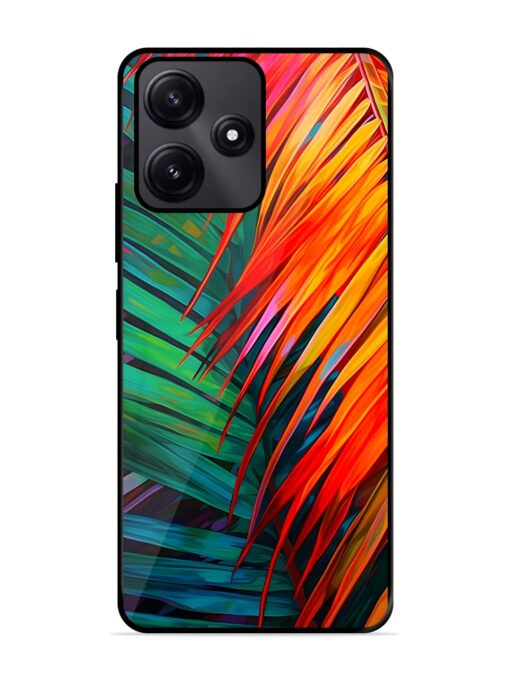 Painted Tropical Leaves Glossy Metal Phone Cover for Poco M6 Pro (5G) Zapvi