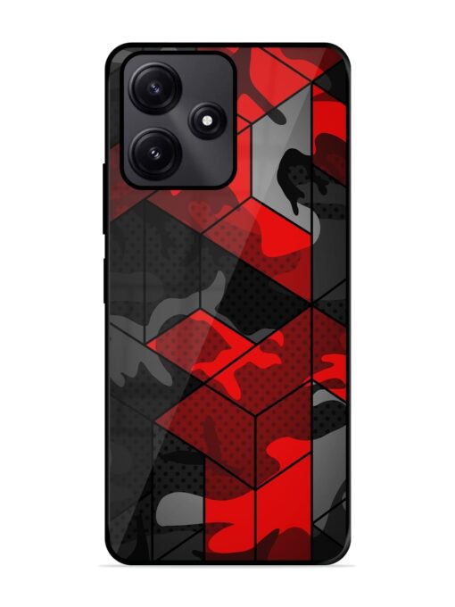 Royal Red Camouflage Pattern Glossy Metal Phone Cover for Poco M6 Pro (5G) Zapvi