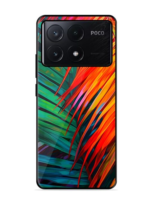 Painted Tropical Leaves Glossy Metal Phone Cover for Poco X6 Pro (5G) Zapvi