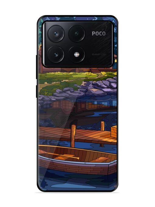 Village Night Scene Glossy Metal Phone Cover for Poco X6 Pro (5G) Zapvi