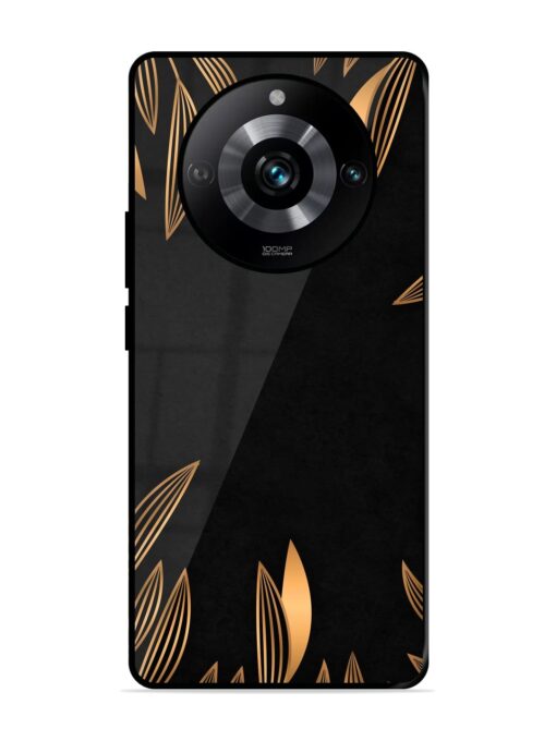 Golden Leaf Pattern Glossy Metal Phone Cover for Realme 11 Pro (5G) Zapvi