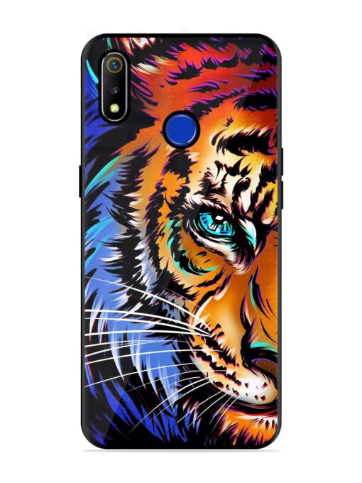 Colorful Lion Art Glossy Metal Phone Cover for Realme 3 Zapvi