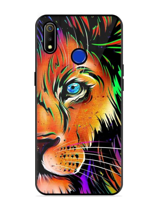 Colorful Lion Design Glossy Metal TPU Phone Cover for Realme 3 Zapvi