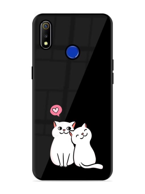 Cat Love Glossy Metal Phone Cover for Realme 3 Zapvi