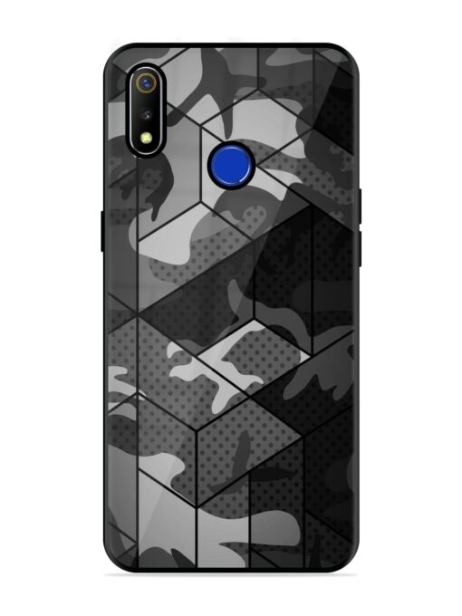 Hexagonal Pattern Glossy Metal Phone Cover for Realme 3 Zapvi