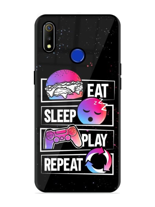 Eat Sleep Play Repeat Glossy Metal Phone Cover for Realme 3 Zapvi