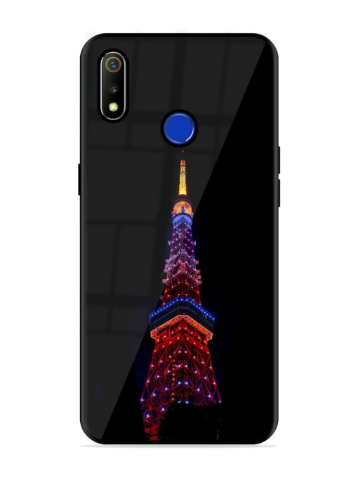 Eiffel Tower Night View Glossy Metal Phone Cover for Realme 3 Zapvi