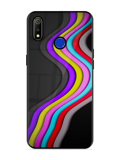 Liquid Blue Abstract Glossy Metal Phone Cover for Realme 3 Zapvi