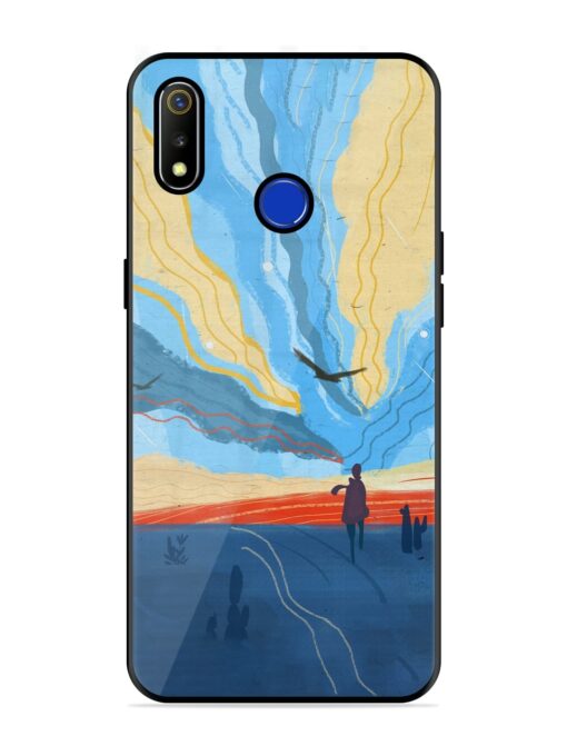 Minimal Abstract Landscape Glossy Metal Phone Cover for Realme 3 Zapvi