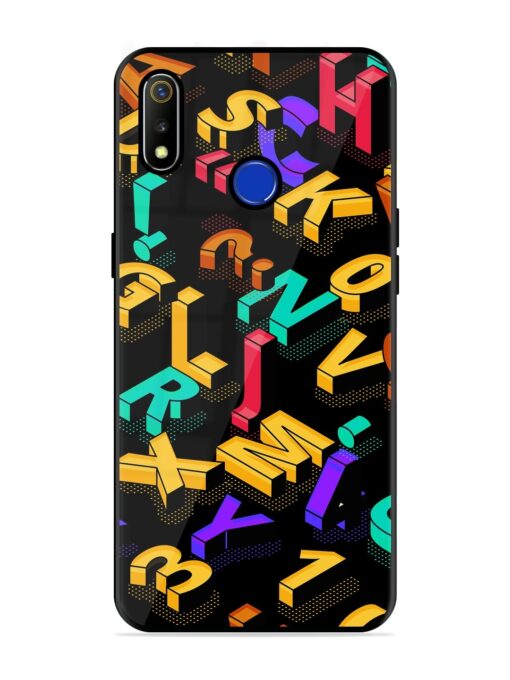 Seamless Pattern With Letters Glossy Metal Phone Cover for Realme 3 Zapvi