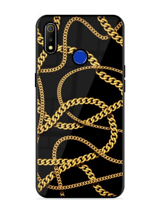 Decorative Golde Chain Glossy Metal Phone Cover for Realme 3 Zapvi