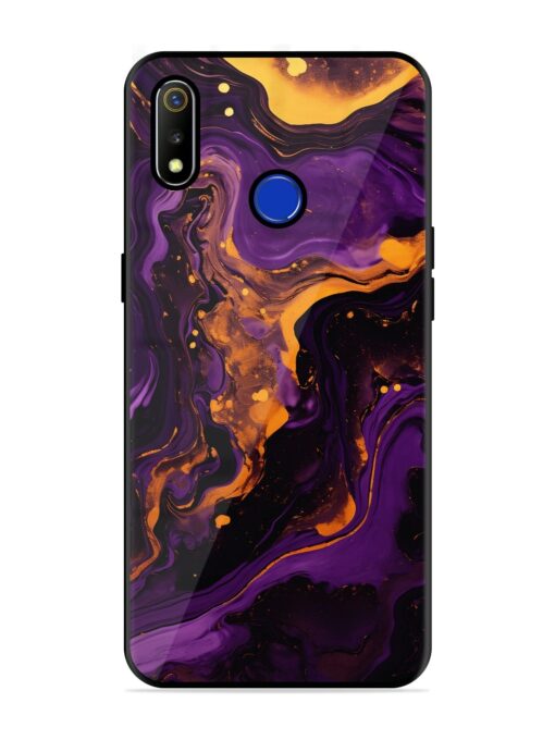 Painting Of A Purple Glossy Metal Phone Cover for Realme 3 Zapvi