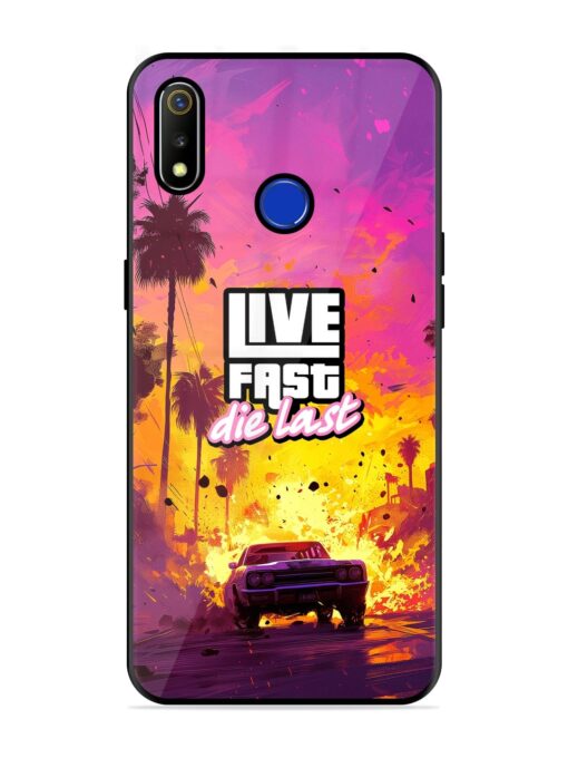 Live Fast Glossy Metal Phone Cover for Realme 3 Zapvi