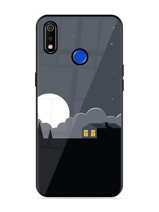 Full Moon Vector Art Glossy Metal Phone Cover for Realme 3I Zapvi