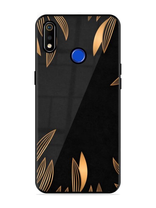 Golden Leaf Pattern Glossy Metal Phone Cover for Realme 3I Zapvi