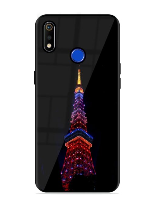 Eiffel Tower Night View Glossy Metal Phone Cover for Realme 3I Zapvi