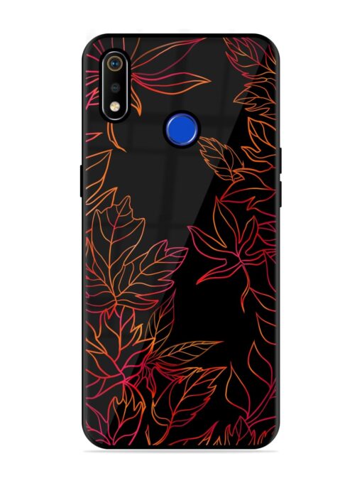 Red Floral Pattern Glossy Metal Phone Cover for Realme 3I Zapvi