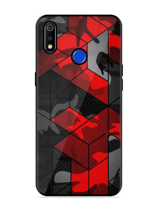 Royal Red Camouflage Pattern Glossy Metal Phone Cover for Realme 3I Zapvi