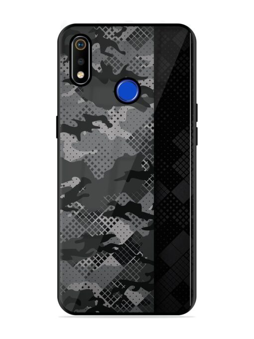 Dark Camouflage Glossy Metal Phone Cover for Realme 3I Zapvi