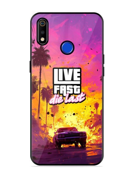 Live Fast Glossy Metal Phone Cover for Realme 3I Zapvi