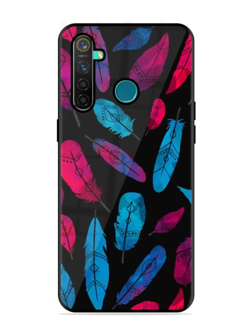 Feather Art Glossy Metal Phone Cover for Realme 5 Pro Zapvi