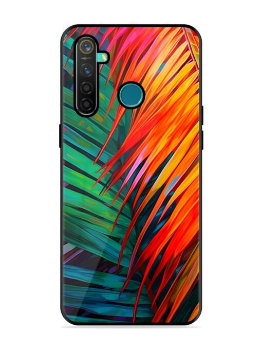 Painted Tropical Leaves Glossy Metal Phone Cover for Realme 5 Pro Zapvi