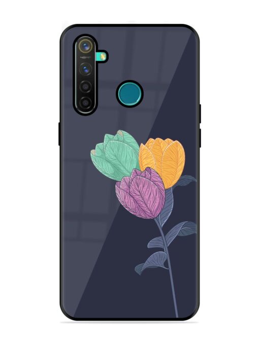 Flower Vector Glossy Metal Phone Cover for Realme 5 Pro Zapvi