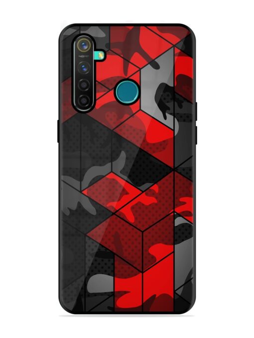 Royal Red Camouflage Pattern Glossy Metal Phone Cover for Realme 5 Pro Zapvi