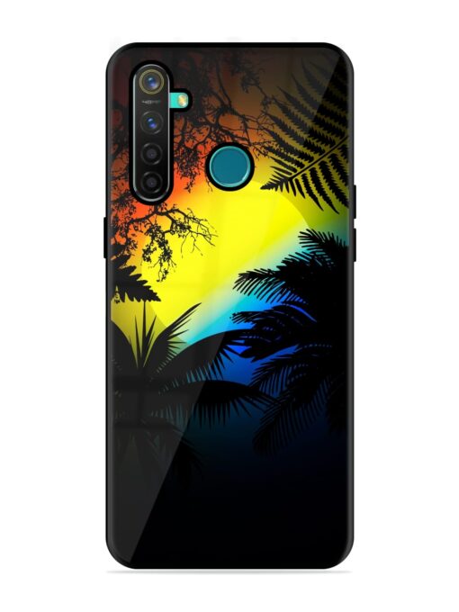 Colorful Sunset With Palm Trees Glossy Metal Phone Cover for Realme 5 Pro Zapvi