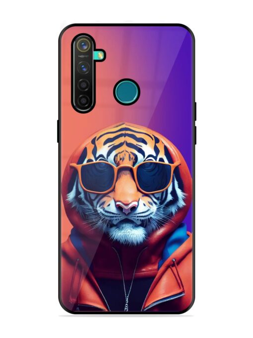 Tiger Animation Glossy Metal Phone Cover for Realme 5 Pro Zapvi