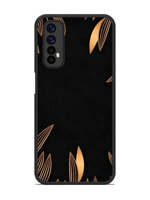 Golden Leaf Pattern Glossy Metal Phone Cover for Realme 7 Zapvi