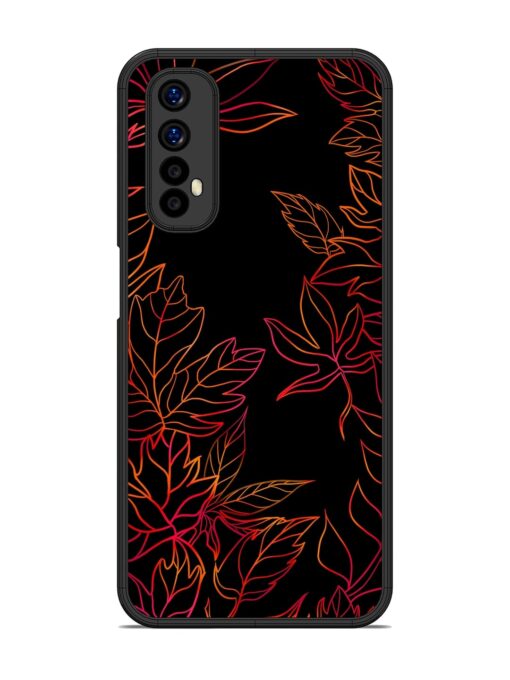 Red Floral Pattern Glossy Metal Phone Cover for Realme 7 Zapvi