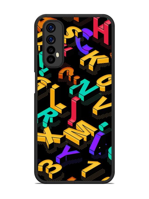 Seamless Pattern With Letters Glossy Metal Phone Cover for Realme 7 Zapvi