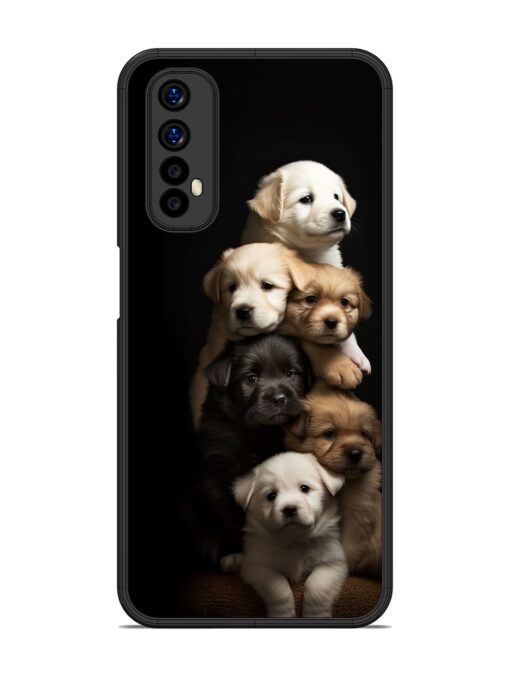 Cute Baby Dogs Glossy Metal Phone Cover for Realme 7 Zapvi