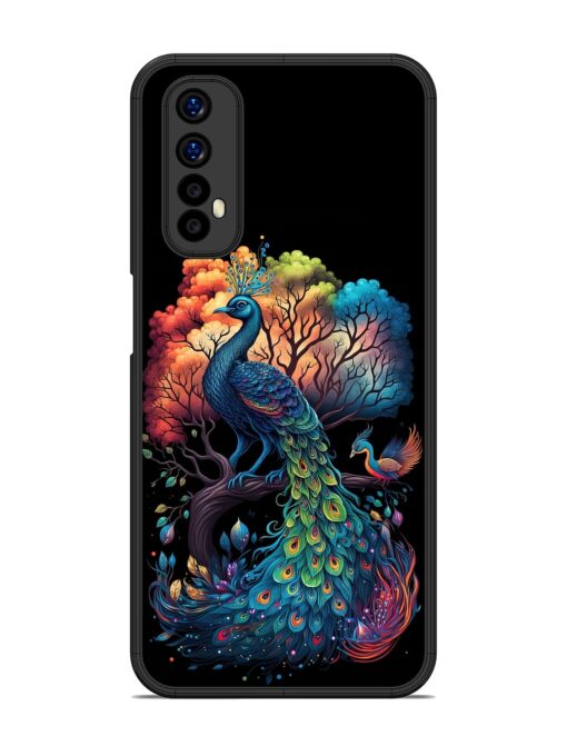 Peacock Tree Art Glossy Metal Phone Cover for Realme 7 Zapvi