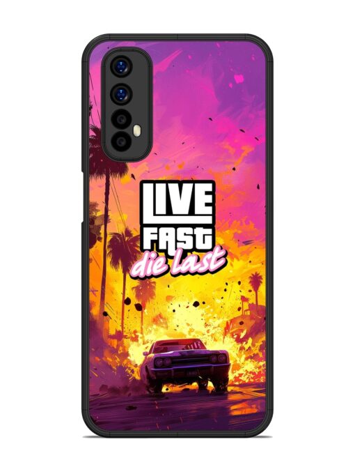 Live Fast Glossy Metal Phone Cover for Realme 7 Zapvi