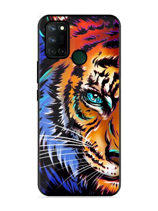 Colorful Lion Art Glossy Metal Phone Cover for Realme 7I Zapvi