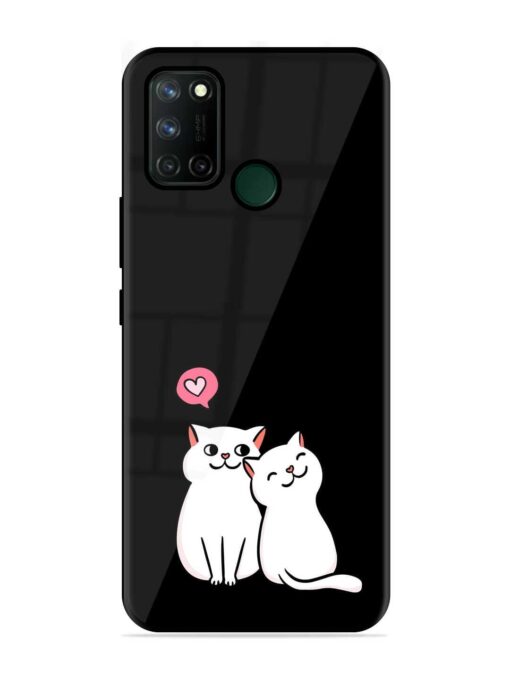 Cat Love Glossy Metal Phone Cover for Realme 7I Zapvi