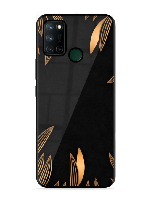 Golden Leaf Pattern Glossy Metal Phone Cover for Realme 7I Zapvi