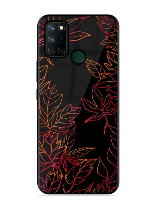 Red Floral Pattern Glossy Metal Phone Cover for Realme 7I Zapvi