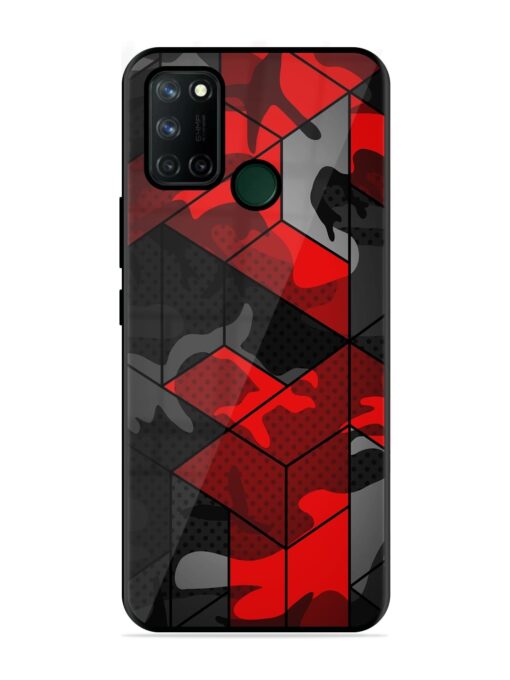 Royal Red Camouflage Pattern Glossy Metal Phone Cover for Realme 7I Zapvi