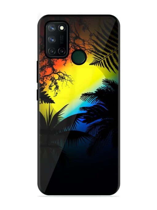 Colorful Sunset With Palm Trees Glossy Metal Phone Cover for Realme 7I Zapvi